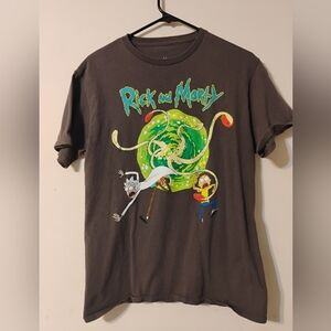 Rick And Morty Men's Dark Grey Short Sleeve T Shirt Size Medium